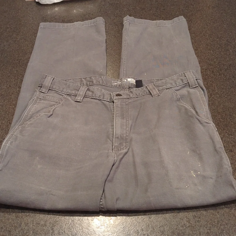 Carhartt Rugged Flex Canvas Work Pant With Caulking And Grease Marks - Picture 5 of 12